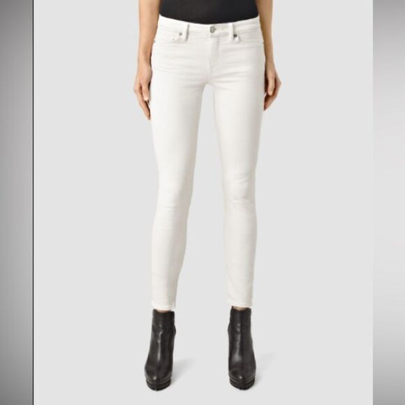 AllSaints White Cropped Skinny Jeans Size 27 | Mast Fit Designer Denim - Picture 2 of 13